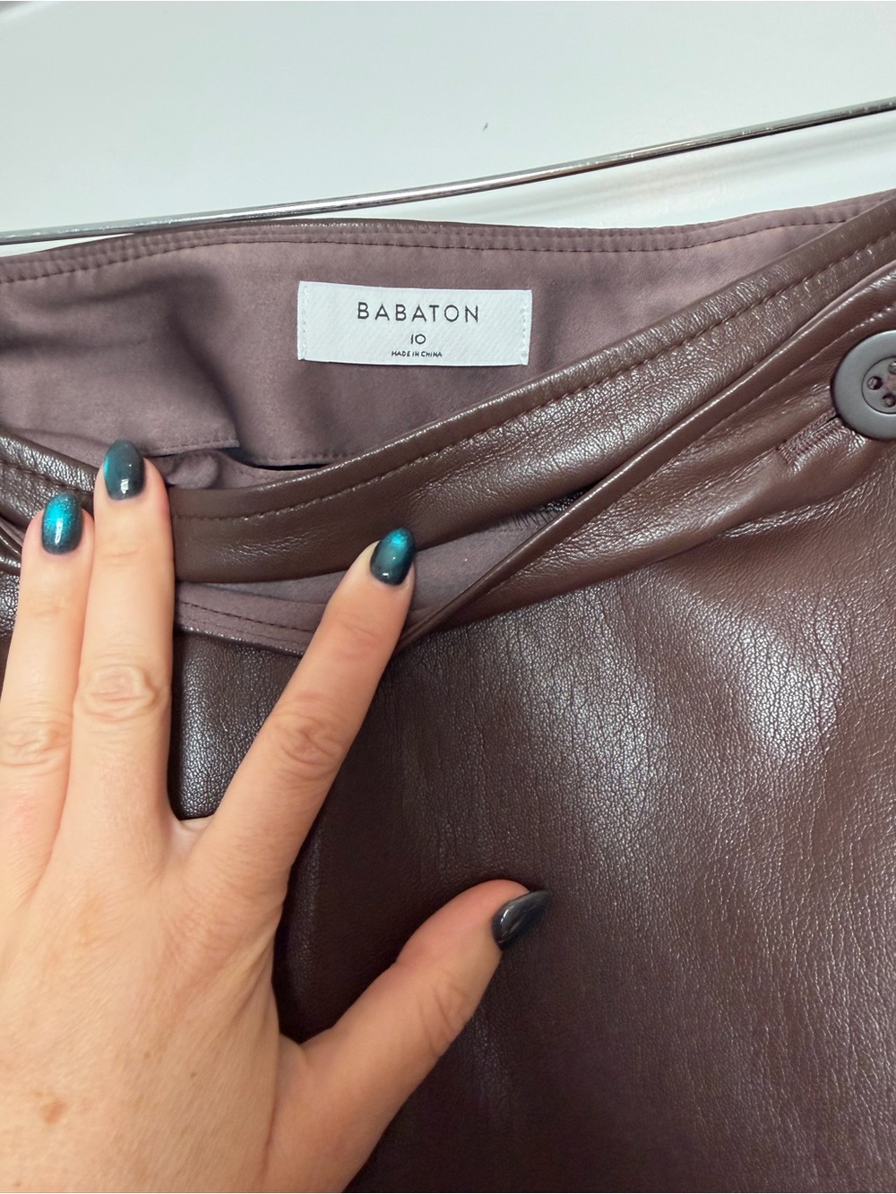 Babaton Mini Skirt in Dark Brown Faux Leather